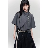 Loose Short Sleeve Shirt New Chinese Style Unisex Casual Fashion Spring Summer Polyester Fiber No Iron Treatment Sharp Collar image 4