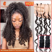Millionaire Queen 15A Burmese Curly Crochet Human Hair Afro Knotless Pre-Separated Bundles Feather Hair For Braiding Extensions