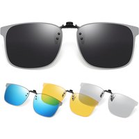 VIVIBEE Lunettes de soleil polarisées à clipser, sans monture, anti-éblouissement, pour la conduite nocturne, lunettes carrées, lunettes UV