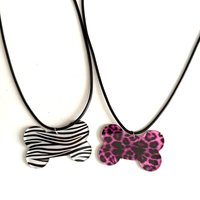 Y2K Jewelry Zebra Print Bone Pendant Necklace for Women Cute Harajuku Punk Fashion Leopard Print Necklace Accessorie Goth Grunge