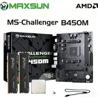 Maxsun B450 Motherboard + AMD R5 5600 CPU + 32GB DDR4 3200MHz Memory Combo, Gaming Kit with 2×M.2 NVME & SATA 3.0 Interface