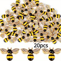 20pcs Sparkling Rhinestone Honeybee Charms Set - Colorful Bejeweled Bee Pendants for DIY Jewelry Making & Crafts