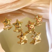 CARLIDANA Classic Stainless Steel Stars Colorful Rhinestone Stud Earrings for Women Waterproof Ear Accessories Fashion Jewelry