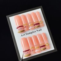 10pcs high-end Fashionable niche design style, hand-painted stars and pearls, glittering small diamonds handmade fake nails