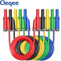 Cleqee P1050-1 5pcs Multimeter Silicone Test Leads High Quality Dual 4mm Banana Plug Stackable Type Insulated Soft 100cm Wire
