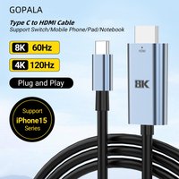 USB C to HDMI Cable 8K@60Hz 4K@120Hz HDTV Adapter Converter, Type C to HDMI Cord for MacBook iPad iPhone 15 16 17 Series Samsung