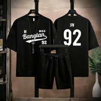 Junkwui 97 Pattern T-shirt - K-pop music group short sleeve. Junkwui Kim Min Saja Ju Ho T-shirt. Casual set of 2 pieces. Fan.