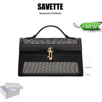 SAVETTE Brand Genuine Leather Symmetry Pochette New Handbags Women's Simple Handbag Small Square Bag Baguette Row Tote Bags