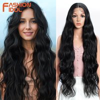 FASHION IDOL 36inch/90cm Loose Body Wavy Wigs Synthetic Lace Wigs For Black Women Ombre Blonde Cosplay Wigs Heat Resistant Fiber
