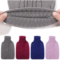2000ml Natural Rubber Faux Fur Water-filled Bag Hot Water Bottle Cover Fleece Knitted Cover Hand Warmer