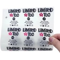 Custom DTF Sticker Washable Tagless Care Label Iron on Garment Tag Heat Transfer Main Label Custom Logo