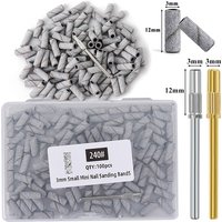 100/80pcs 3mm Mini Zebra Nail Sanding Bands Kit with Bit Nail Drill Bits Accessory UV Gel Acrylic Polish Remover For Nails Tool