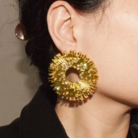 Exaggerated Metal Alloy Round Big Sun Dangle Earrings For Women Fashion Jewelry Gorgeous Collection Clothing Accessory