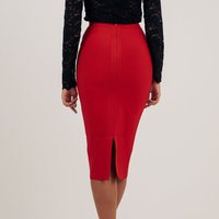 HQBORY Quality Red Split Bandage Skirt 2023 For Women Vintage Zipper Midi Pencil Bodycon Skirt Black High Waist Office Lady XL