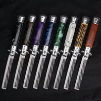 Men's Folding Comb Portable Stainless Steel Metal Comb Outdoor Camping Practice Comb Butterfly Comb Practice Tool