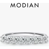 MODIAN Moissanite Wedding Band 925 Sterling Silver Ring Platinum Plated Lab Diamond Stackable Crown Jewelry For Women Gifts