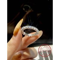 925 Sterling Silver Simplicity Classic Zircon Single Row Ring For Women Engagement Wedding Luxury High Quality Fine Jewelry