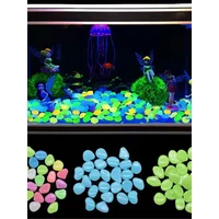 50pcs Aquarium Luminous Pebbles Stones Fish Tank Decoration Resin Glow In The Dark Stones Fish Tank Aquarium Decorations