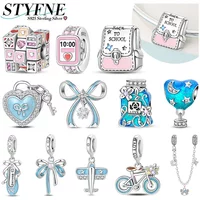 AliExpress Charms 925 Silver Student Watch Bag Rubiks Cube Bicycle Ballet Shoes Beads Pendants Fit Diy Bracelet Necklace Women Jewelry Gift
