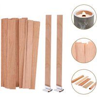 20pcs Wooden Candles Wick DIY Candle Making Kit Smokeless Candle Core with Clip Base Handmade Candle Wood Core Candlewick