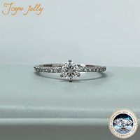 JoyceJelly 0.4CT 4.5mm D Color VVS Real Moissanite Ring Exquisite Female Sterling Silver 925 Jewelry Pass Diamond Tester Size5-9