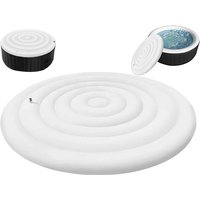 Inflatable Hot Tub Cover Round Lid Hot Tub Windproof Cover with Handles Outdoor Protection Thermal Hot Tub Cover for Bathroom