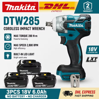 Original Makita DTW285 18V Schlagschrauber mit bürstenlosem Motor, 320 N·m, kabellos, 1/2"-Steckschlüssel, kompatibel mit BL1860B BL1850B 6000mAh Akku, LXT EU-Lager.