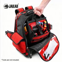 Plecak narzędziowy Jakah Heavy Duty, torba narzędziowa dla elektryka z twardą skorupą, torba robocza z pełnym otworem, wyjmowany uchwyt do przenoszenia, z przegrodą na laptopa.