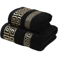 2pcs Set Black Bathroom Towel Sets 100% Cotton Embroidered Bathroom Towel Christmas Gift Sport Towel Sets Home Hotel Use 수건 세트