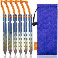 TiTo Titanium Tent Stakes 10X160mm V-Shaped Windproof Tent Nail Pegs with Carrying Pouch for Camping,Hiking,Gardening and Canopy