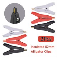 Grey+Black+Red 2pcs 52mm Alligator Clamp Flat Crocodile Clip Kelvin Clamps Copper Gold Plated Crocodile Clips