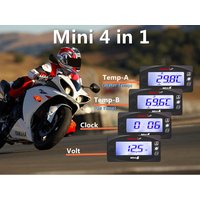 Koso Water Temperature Meter Motorcycle Universal Water Temperature Time Volt Oil Temp 4 in 1 Dual Temp LCD Digital Display