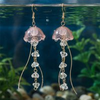 Mermaidcore Colorful Jellyfish Drop Earrings for Women Ocean Animal Dangle Crystal Wavy Tentacle Summer Beach Jewelry Gift