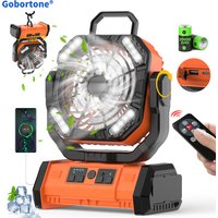 Gobortone 20000mAh Rechargeable Ventilador Outdoor Camping Fan With LED Light Power Bank Remote Control Hanging Hook for Tent