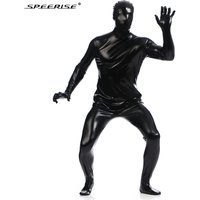 SPEERISE Men's and Women's Shiny Metallic Catsuit Full Body Unitards Bodysuit Zentai Suit Cosplay Feline Suit Hollween costume