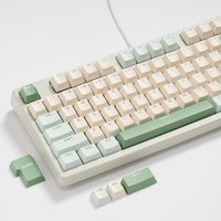 XVX Three-Tone Keycaps, Light Green & Milk White Matching Design, PBT Double Shot 138 Keys Top Print Custom Keyboard Caps