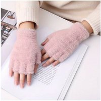 AliExpress NONE Half-finger winter fuzzy gloves, simple windproof and thickened casual warm gloves,writing gloves,fingerless soft cycling gloves