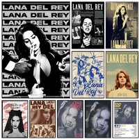 singer L-Lana D-Del R-Rey Poster Self-adhesive Art Waterproof Paper Sticker Coffee House Wall Decor