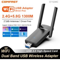 COMFAST 1300Mbps USB Wifi Adapter 2.4G/5.8Ghz Network Card USB3.0/2.0 WIFI Dongle Receiver For PC Win10/11