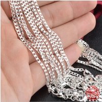New 925 Sterling Silver 2MM Flat Necklace Chain For Women Men Fashion Wedding Party Jewelry Gift