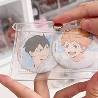 2Pcs Anime Keychain Card Holder With Glitter Ita Bag PVC Transparent Protective Sleeve Badge Protector Case Photocard Holder