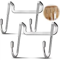 1-8PC S-type Door Hanger Hook Stainless Steel Free Punching Cabinet Door Without Trace Clothes Hook Door Back Wall Mounted Hooks