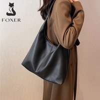 FOXER Brand Split Leather Women's Shoulder Tote Bag 2026 New Casual Handbag Large Capacity Office Underarm Purse