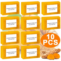 10PCS handmade turmeric acid soap, three in one, turmeric acid bath moisturizing soap, suitable for both men and women