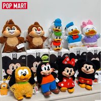 Original Popmart Mickey Family Cute Together Pendant Blind Box Vinyl Plush Doll Bag Pendant Mystery Box Surprise Birthday Gift
