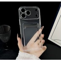 Transparent Card Holder Bag Case For iPhone 17 Air 17 16 15 14 13 12 Mini 11 Pro Max Slot Wallet Back Cover Shockproof Case