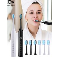 Rechargeable Electric Toothbrush For Adults 6 Modes Deep Cleaning Teeth Whitening Tooth Brush Sonic Vibration Toothbrush 4 Heads