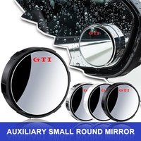 360° Adjustable Car Wide Angle Side Rear Mirrors Auxiliary Blind Spot Parking Emblem For VW GTI polo golf4 6 passat b6 b7 jetta