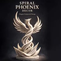 Spiral Phoenix Sculpture, Elegant Home Office Desktop Decor for Living Room Entryway