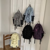 Retro Korean Style Drawstring Casual Color Block Backpack Fashionable All-Match Hiking Traveling Unisex Shoulder Bag